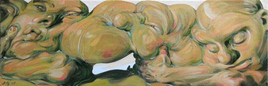 Eine Groteske, �l auf Leinwand, 2009, 40x120